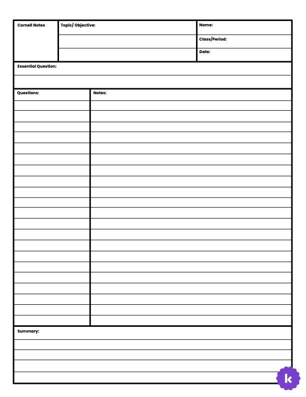 Using Cornell Notes for better note–taking - Kami